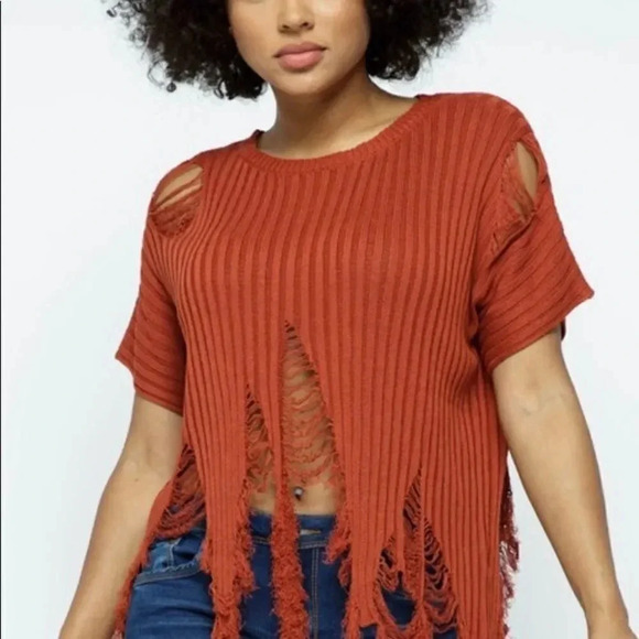 Love J  Distressed Sweater - Picture 1 of 7